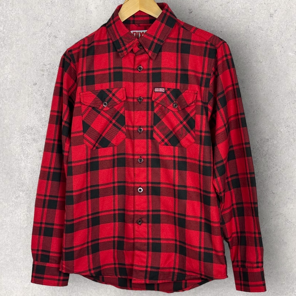 Dixxon Flannel Company Red Plaid‎ Button Down Shirt Mens XS Collared Long Sleeve